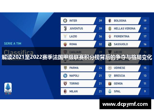 解读2021至2022赛季法国甲级联赛积分榜背后的争夺与格局变化